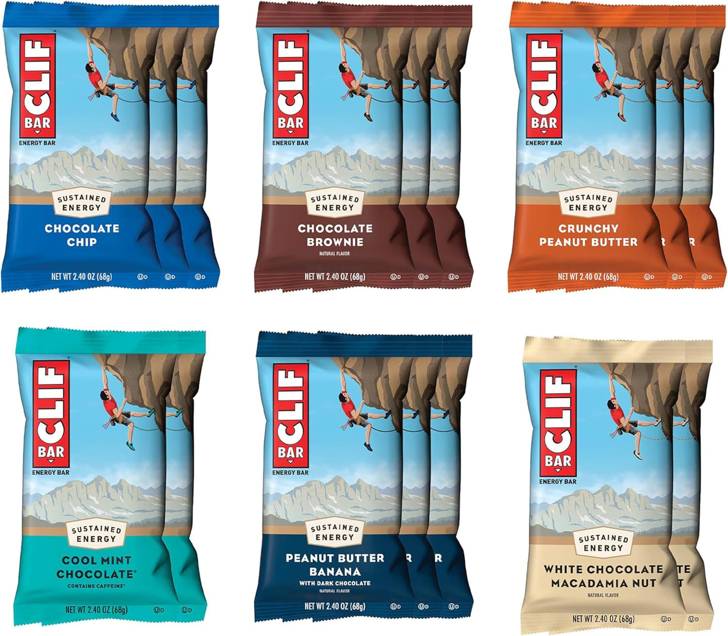 CLIF BAR - Energy Bars - Variety Pack - Made with Organic Oats - 9-11g Protein - Non-GMO - Plant Based - 2.4 oz. (16 Count)