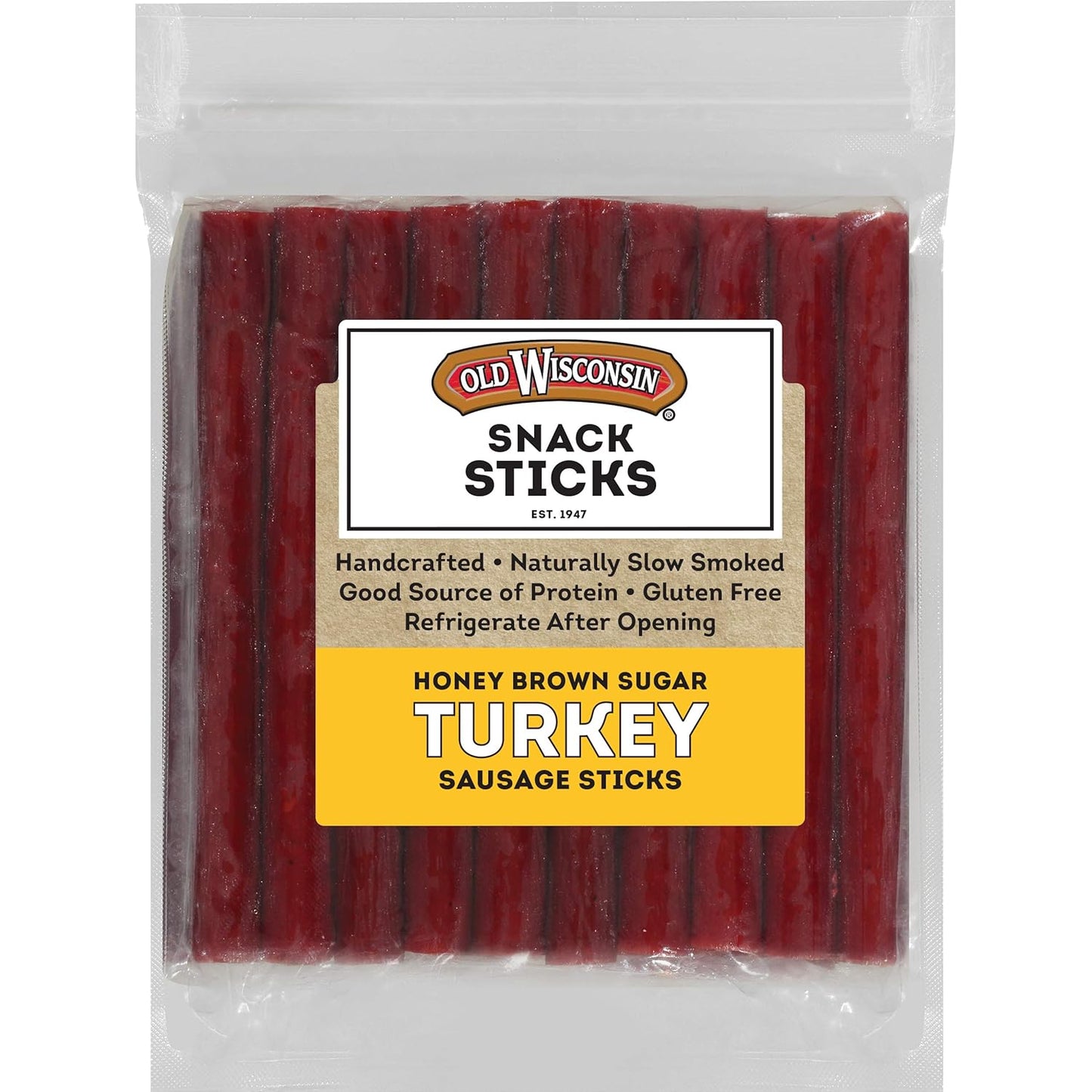 Old Wisconsin Honey Brown Sugar Turkey Sausage Snack Sticks, Naturally Smoked, Ready to Eat, High Protein, Low Carb, Keto, Gluten Free, 28 Ounce Resealable Package