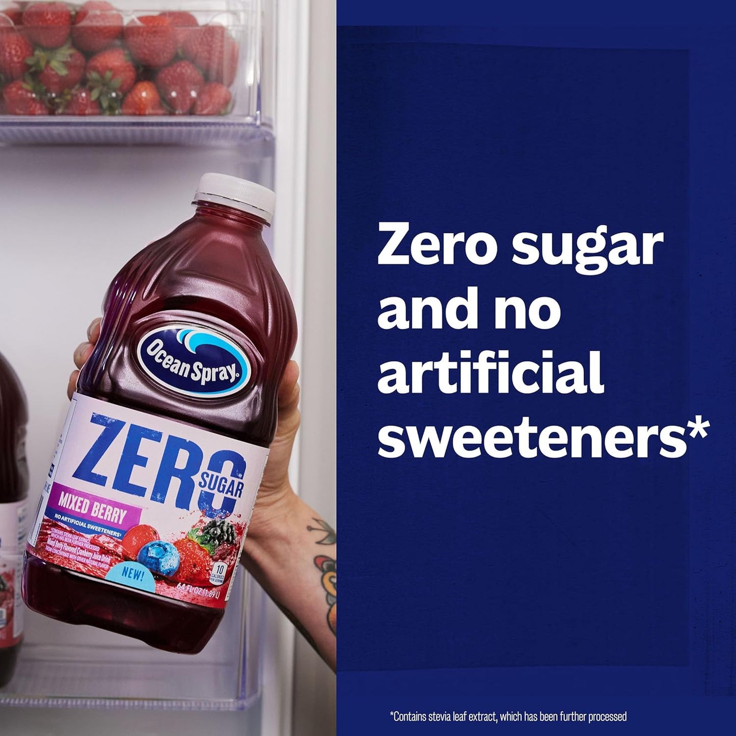 Ocean Spray® ZERO Sugar Mixed Berry Juice Drink, Cranberry Juice Drink Sweetened with Stevia, 64 Fl Oz Bottle
