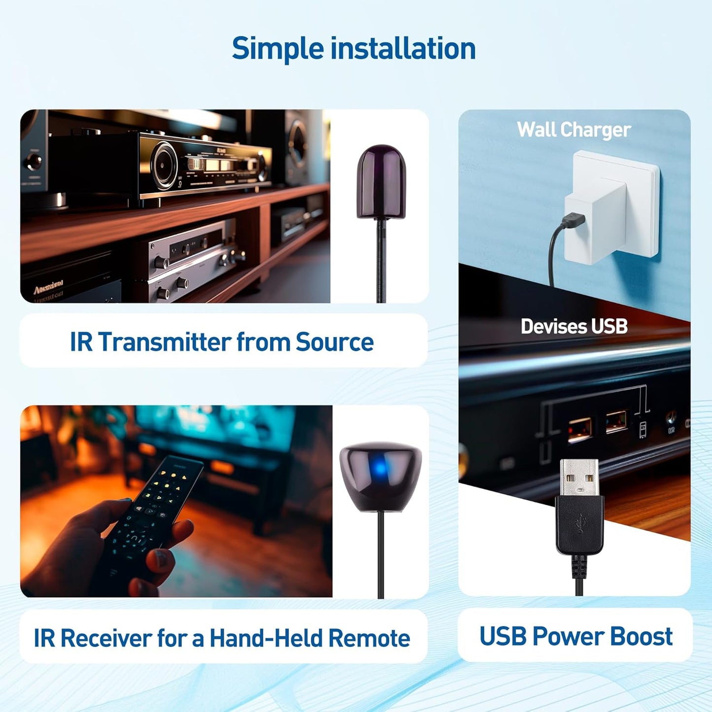 Cable Matters Infrared Remote Extender Cable 10 ft, IR Repeater Kit Cable, IR Extender, USB IR Blaster Cable - 10 Feet