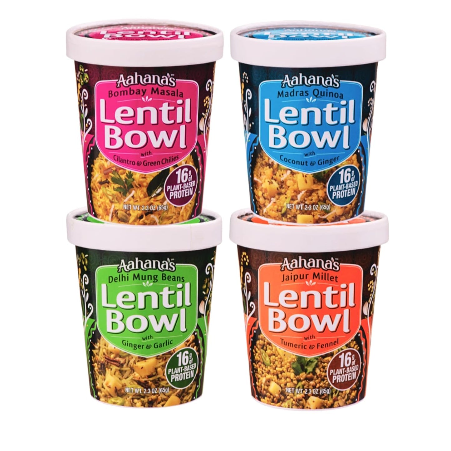 Aahana's Lentil & Rice Protein Bowl (Kitchari) Prepared Meals- Ready to Eat Meals, Vegan, Gluten-Free, Plant-Based Food- High Protein, Just Add Water Meals - Indian Food- 4 Pack