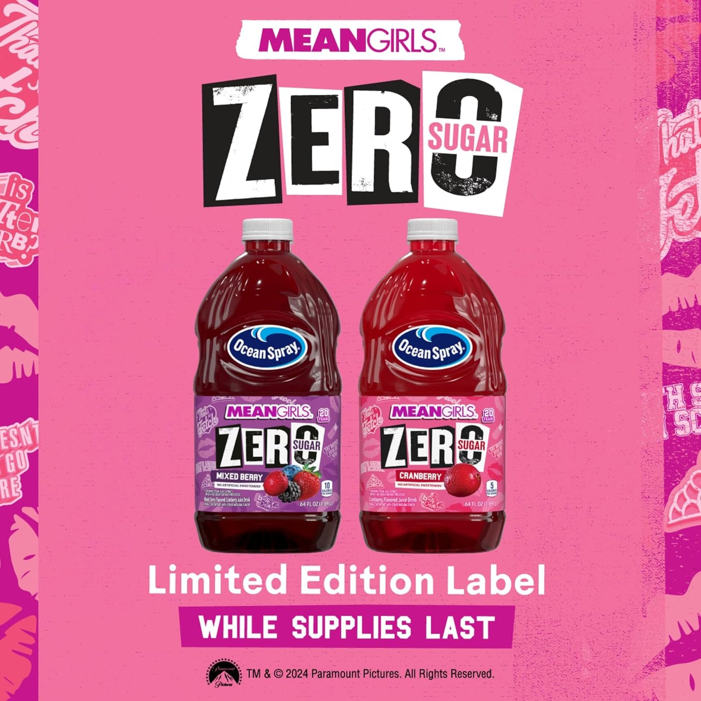 Ocean Spray® ZERO Sugar Mixed Berry Juice Drink, Cranberry Juice Drink Sweetened with Stevia, 64 Fl Oz Bottle