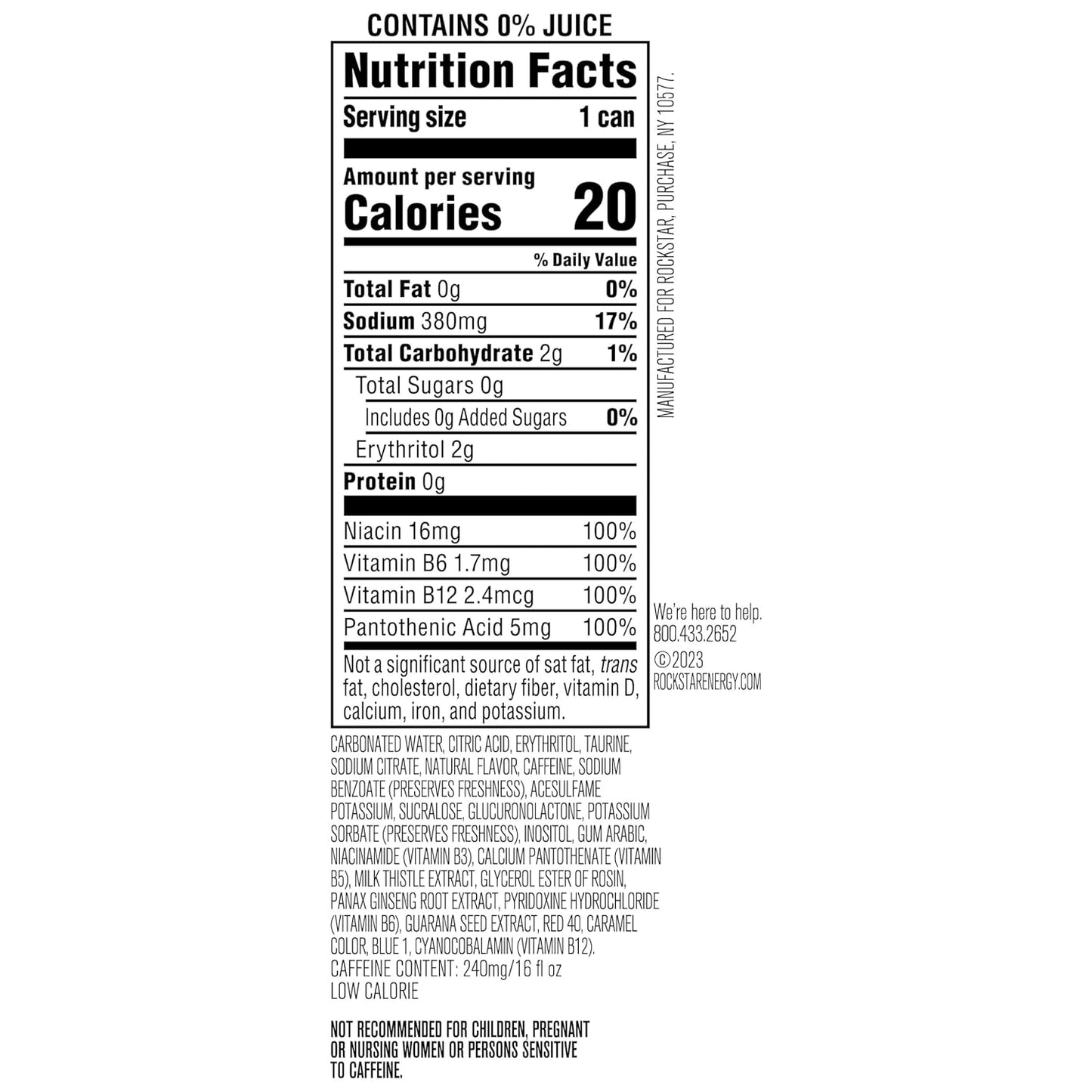 Rockstar Pure Zero Energy Drink, Fruit Punch, 0 Sugar, with Caffeine and Taurine, 16oz Cans (12 Pack) (Packaging May Vary)