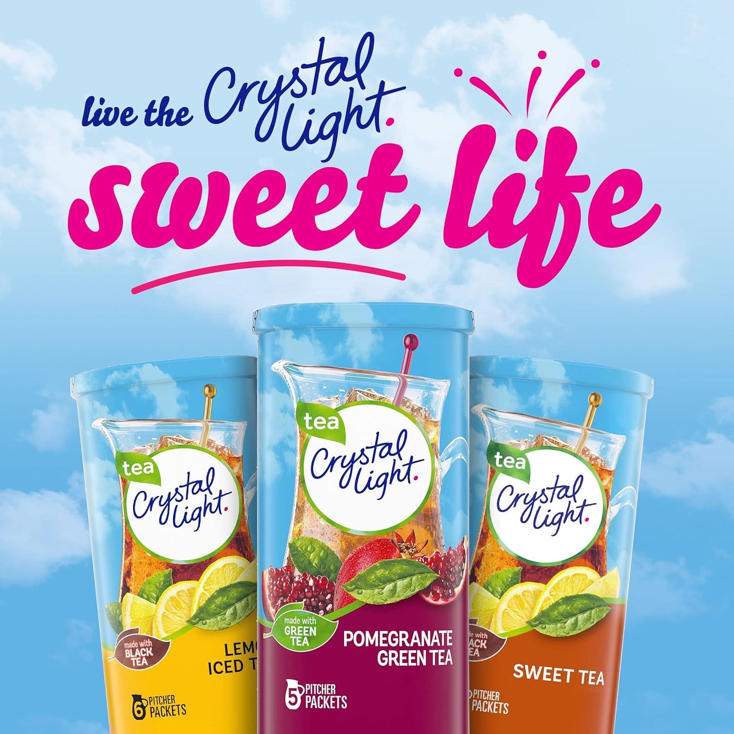 Crystal Light Sugar-Free Pomegranate Green Tea Naturally Flavored Powdered Drink Mix 5 Count Pitcher Packets