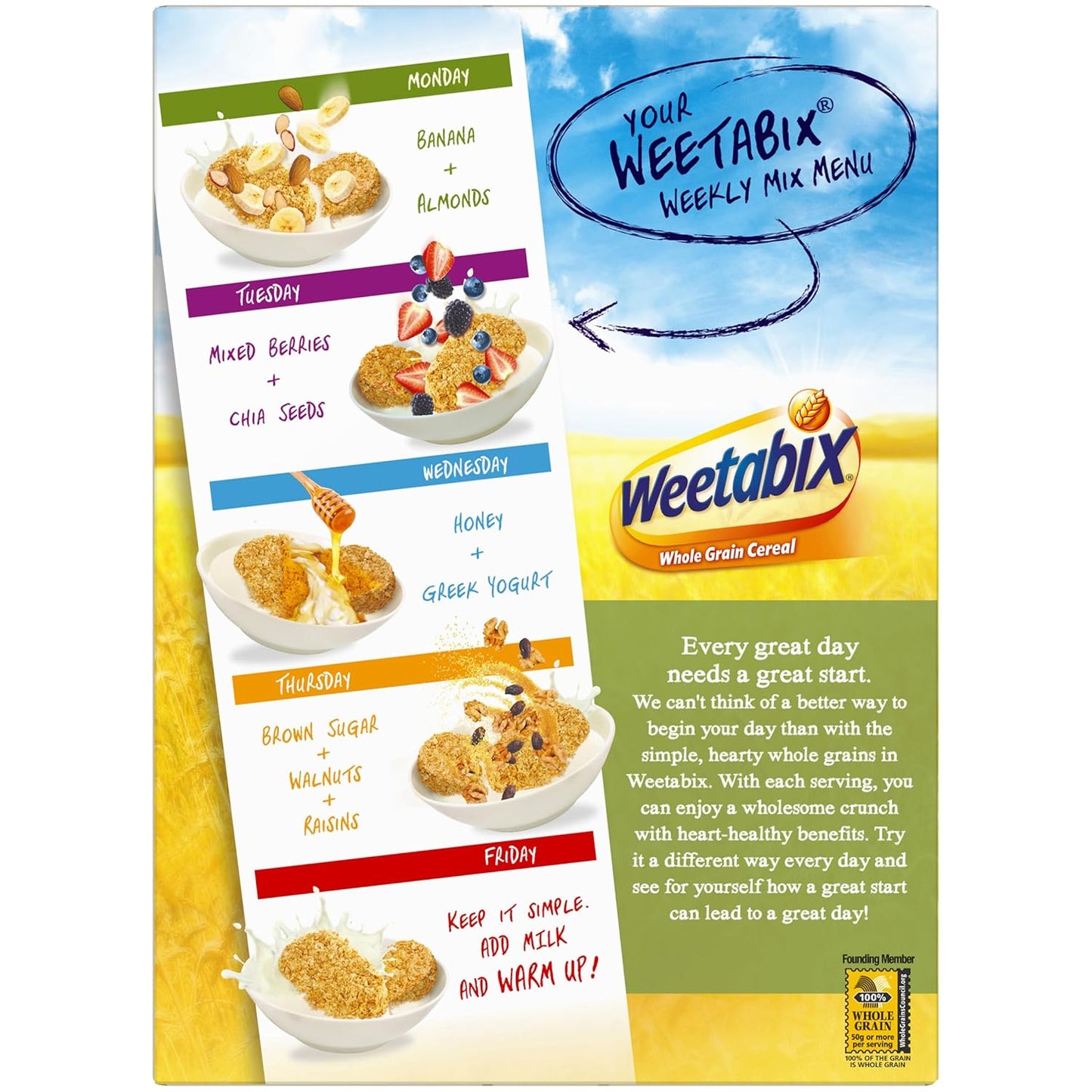 Weetabix Biscuits Whole Grain Cereal, Lightly Sweet Whole Grain Wheat Biscuits, Delicious as Part of Breakfasts or Snacks, 14 OZ Box