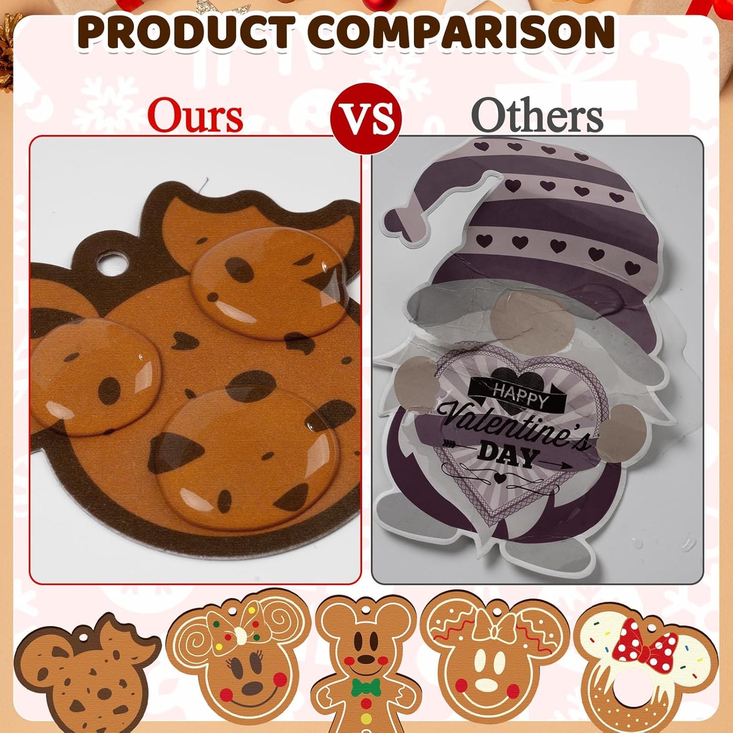 Gingerbread Ornaments for Christmas Tree Decorations, 24pcs Cute Christmas Wooden Gingerbread Man House Mouse Hanging Ornaments for Xmas Home Kitchen Decor Holiday Christmas Tree Party Supplies