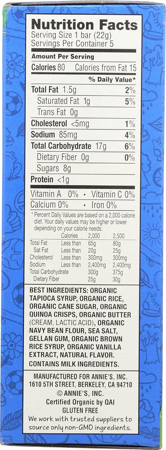 Annie's Homegrown Organic Original Crispy Bars, Gelatin Free, 3.9 Ounces (Pack Of 8)