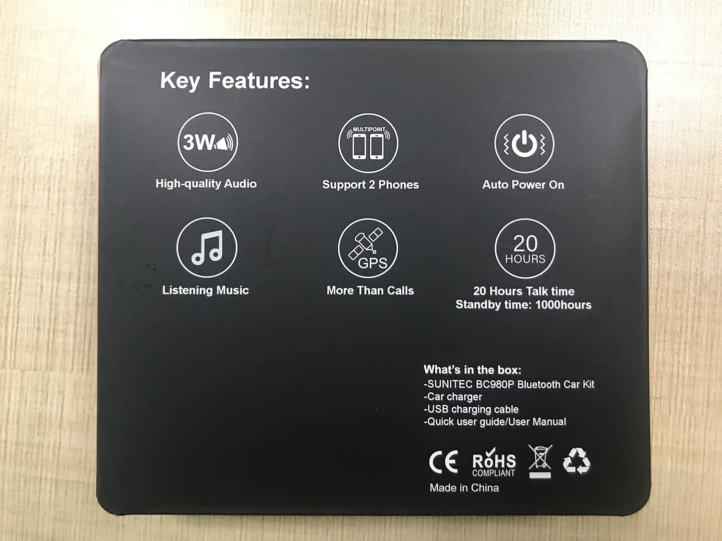Bluetooth Car Speaker for Cell Phone, Handsfree Bluetooth Car Kit Motion AUTO ON Off Support Siri Voice Assistant Handsfree Speakerphone with Visor Clip - BC980P