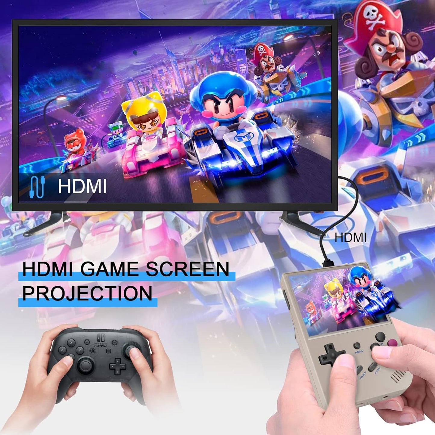 Anbernic RG35XX Handheld Game Console Retro Games Consoles with 3.5 Inch IPS Screen 64G TF Card 5474 Classic Games 2100mAh Battery Support Linux and Garlic Dual Stylem, HDMI and TV Output Gray