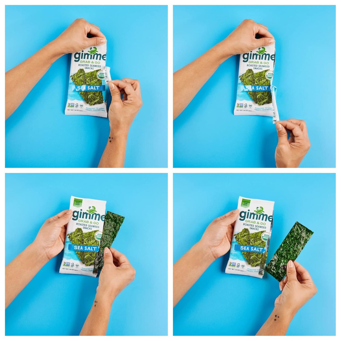 Gimme Seaweed Grab & Go - Teriyaki - 5 Count - Organic Roasted Seaweed Sheets - Keto Vegan Gluten Free - Great Source of Iodine & Omega 3’s - Healthy On-The-Go Snack for Kids Adults