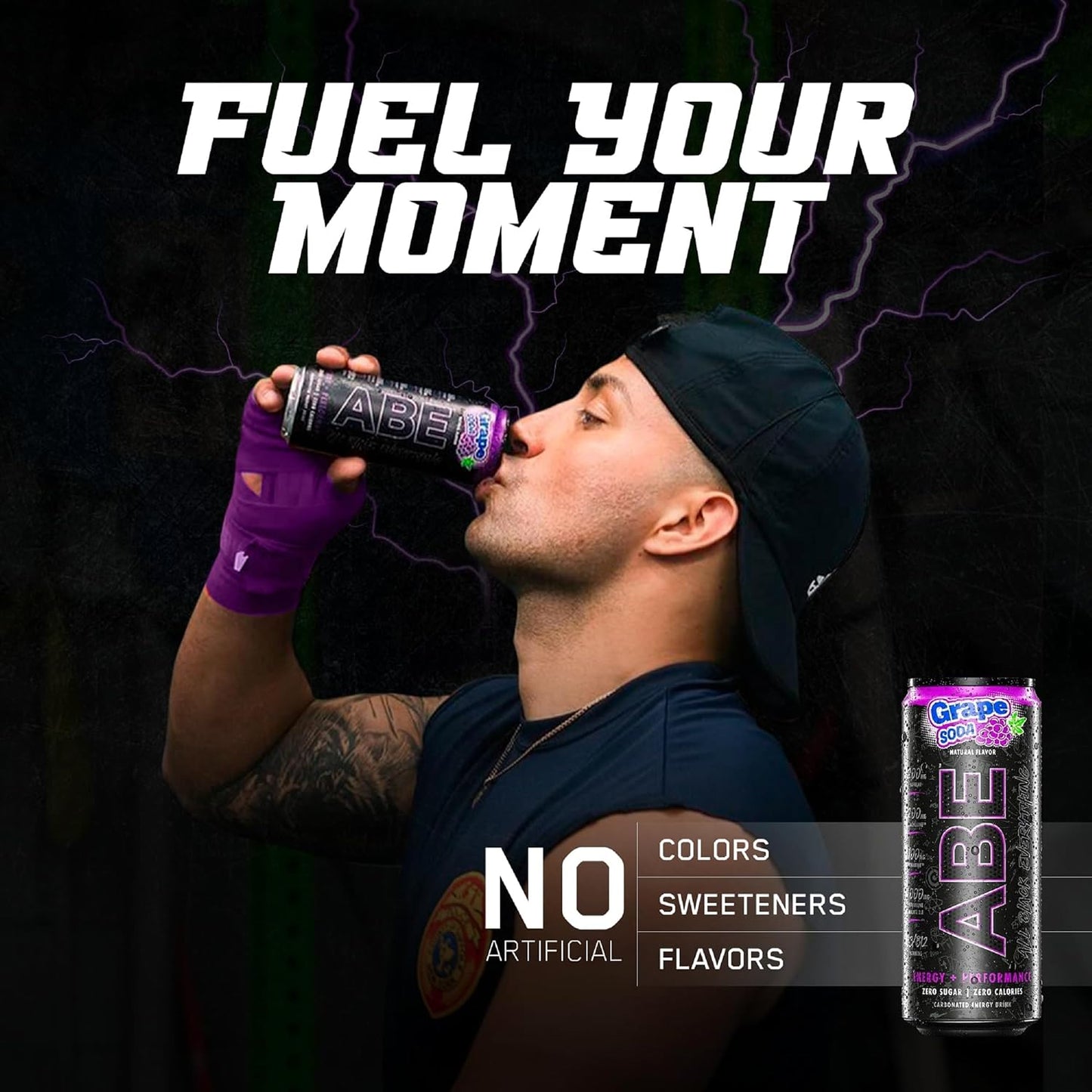 All Black Everything Sugar Free Energy Drink | Grape Soda | 0 Calories | 12 Pack | 200mg Natural Caffeine | Pre-Workout Sport Drink for Men and Women