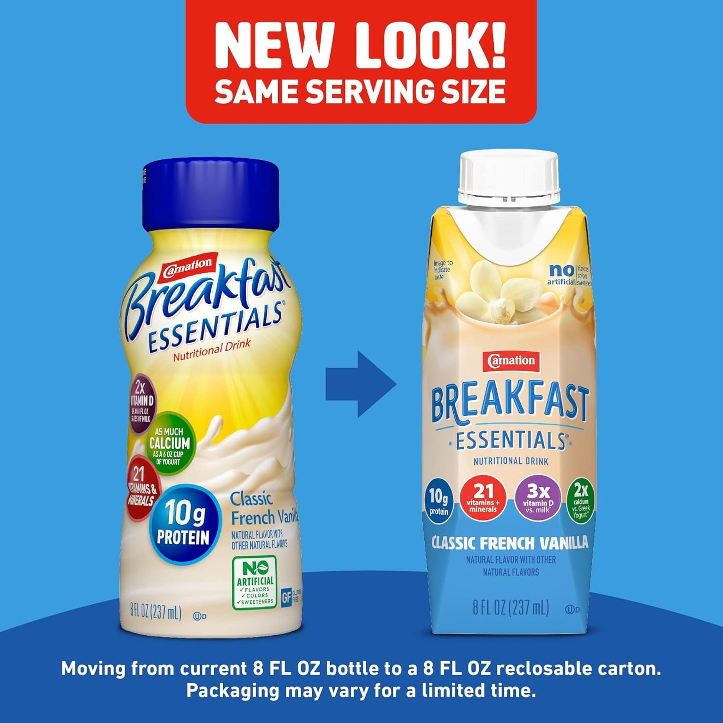 Carnation Breakfast Essentials Ready-to-Drink, Classic French Vanilla, 8 FL OZ Carton (Pack of 24)