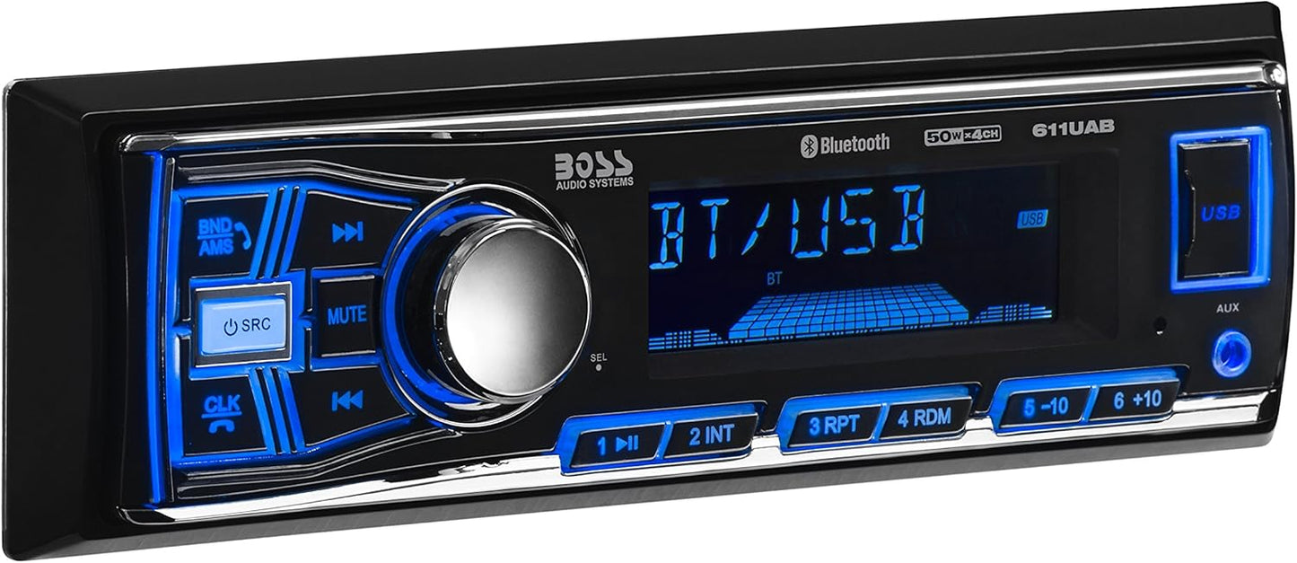 BOSS Audio Systems 638BCK Car Stereo Package – Single Din, Bluetooth, No CD DVD Player, AM/FM Radio Receiver, USB, 6.5 Inch 2 Way Full Range Speakers