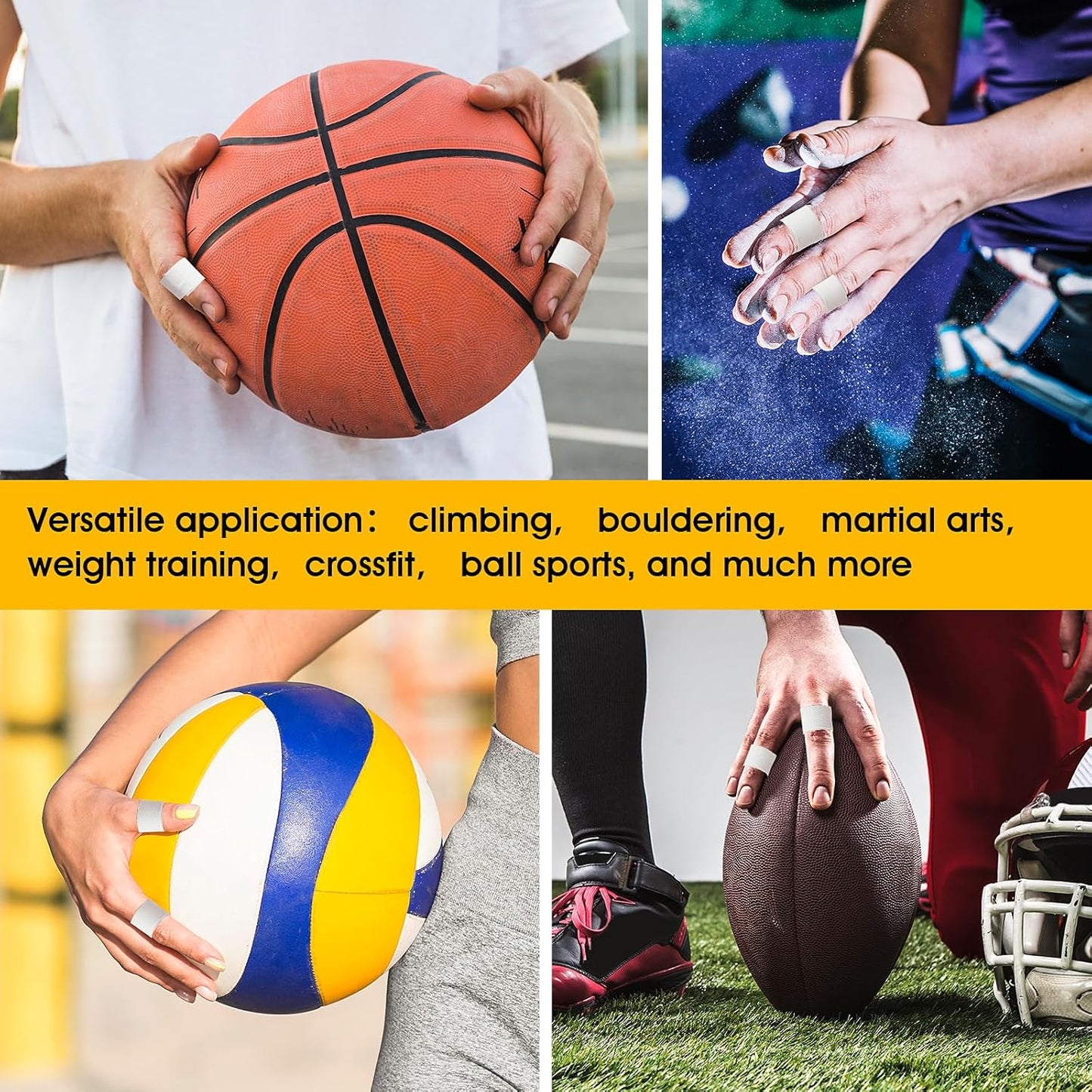Finger Tape, White Extra Strong 0.6-Inch x 32-feet Athletic Tape for Fingers Feet Sweat Volleyball Finger Tape for Outdoor Sports Climbing Football (2)