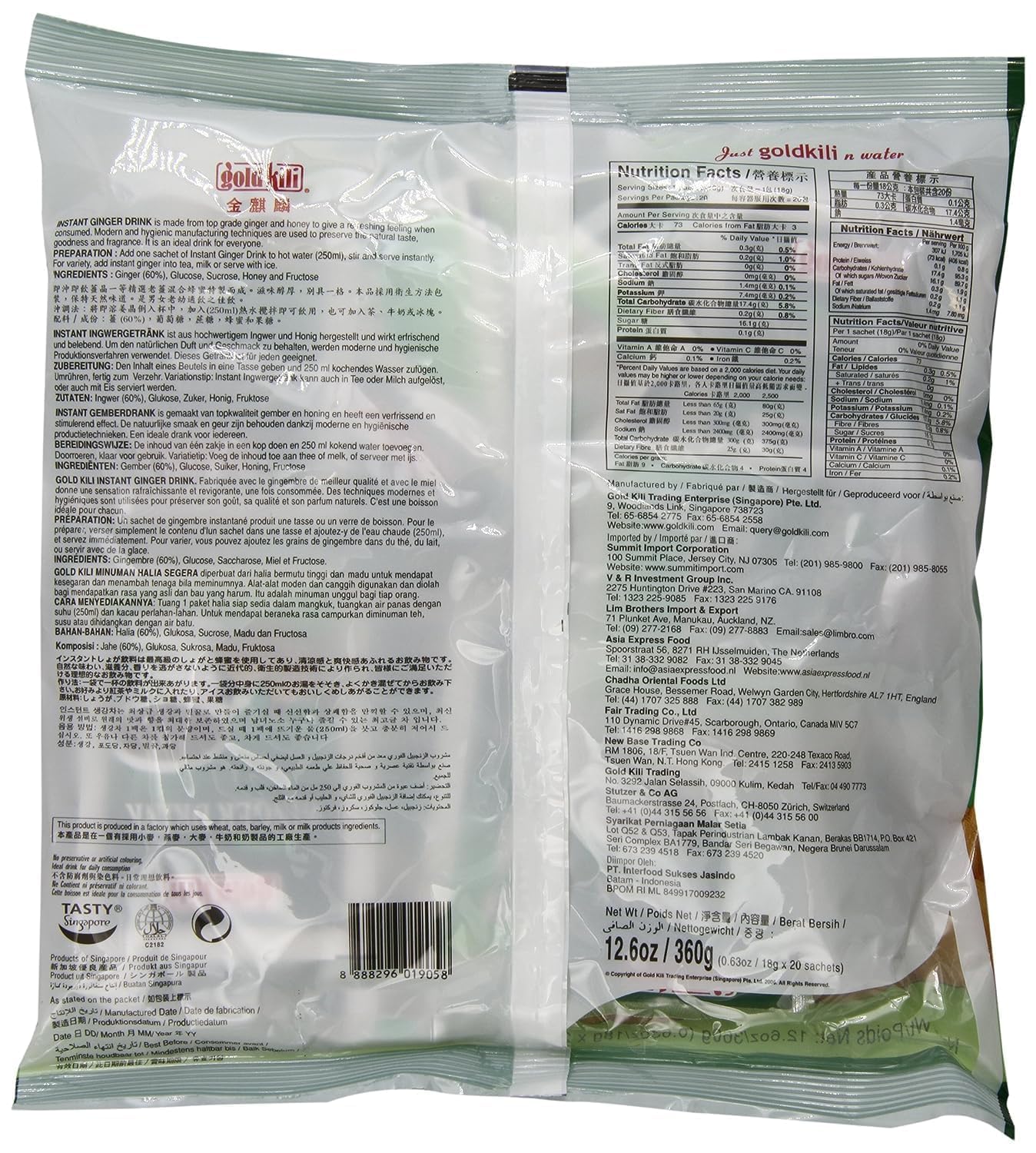 Ginger Drink -Gold Kili 120 Sachets Packed in 6 Bags
