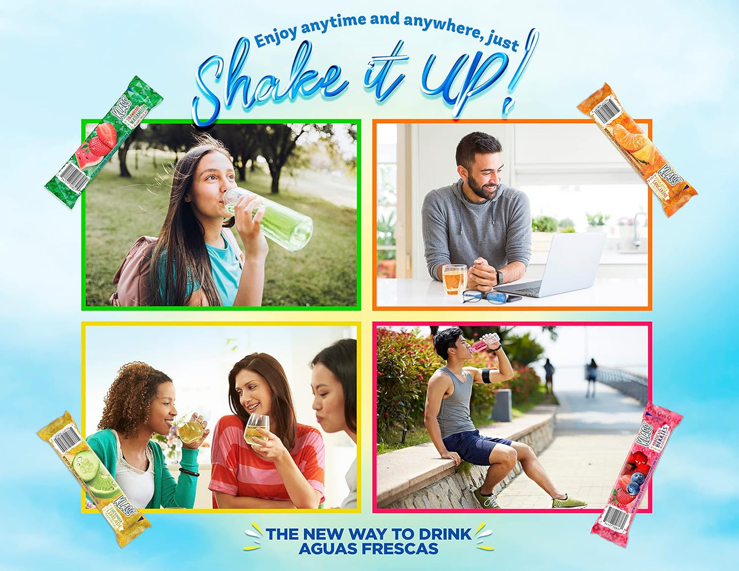 Klass Aguas Frescas | Drink Mix Cucumber Limeade | Sugar Free Drinks! (40 Count Powder Stick Packets) Shake it up!