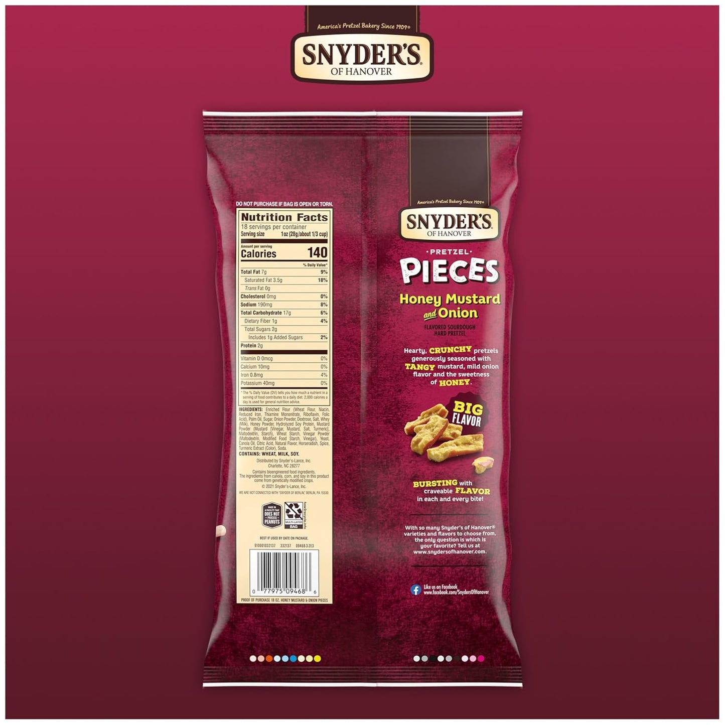 Snyder's of Hanover Pretzel Pieces, Honey Mustard and Onion, Party Size 18 Oz