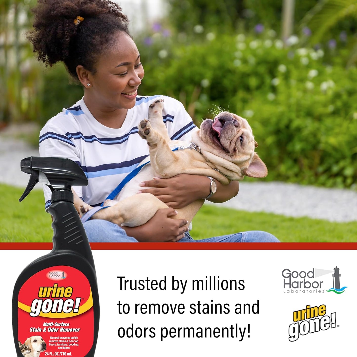 Urine Gone Stain & Odor Eliminator: Professional Strength Fast Acting, Enzyme Based Home Cleaning Solution for Carpet, Stain Remover for Cat Urine & Dog Pee