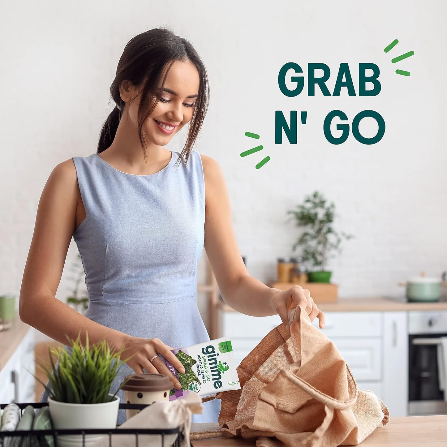 Gimme Seaweed Grab & Go - Teriyaki - 5 Count - Organic Roasted Seaweed Sheets - Keto Vegan Gluten Free - Great Source of Iodine & Omega 3’s - Healthy On-The-Go Snack for Kids Adults
