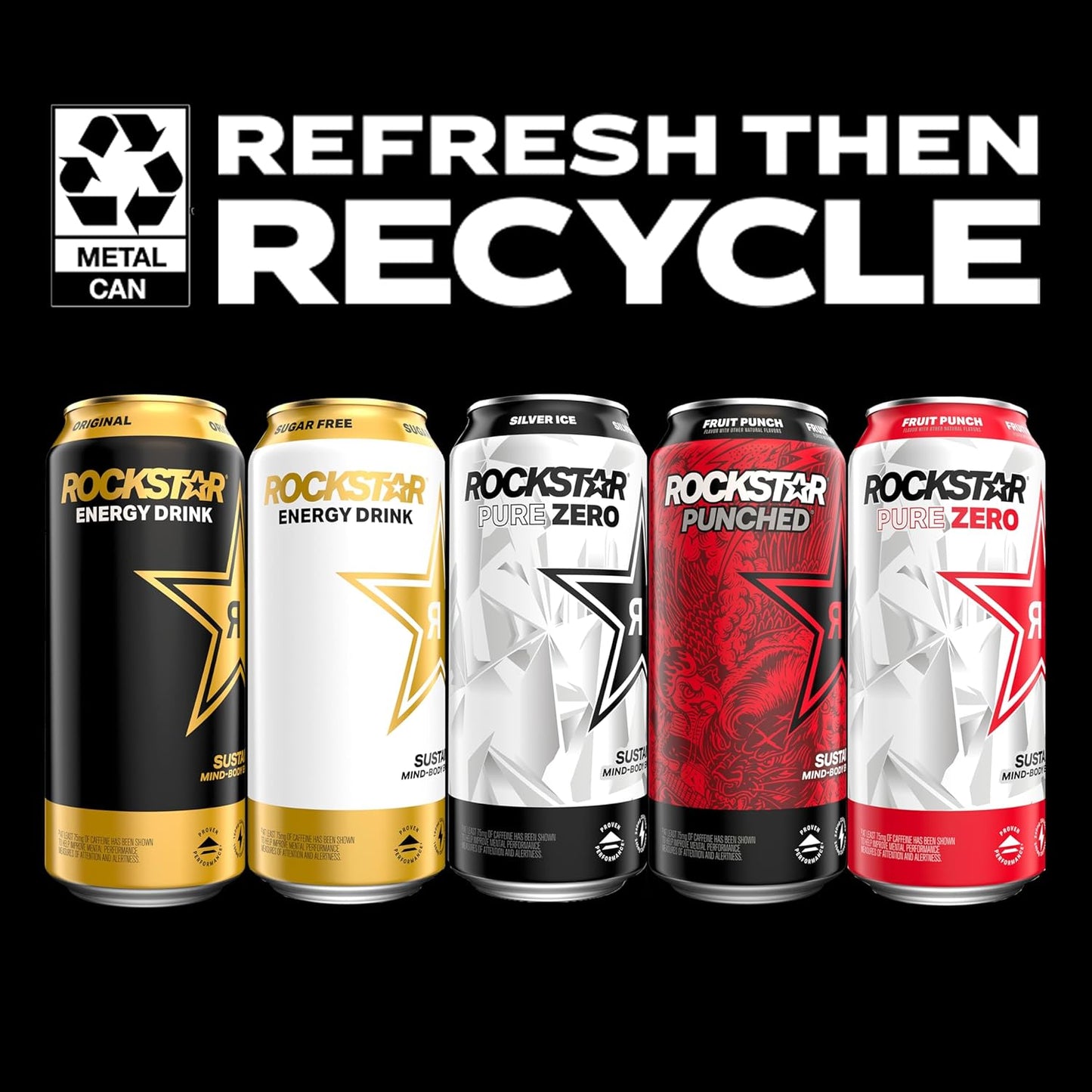 Rockstar Pure Zero Energy Drink, Fruit Punch, 0 Sugar, with Caffeine and Taurine, 16oz Cans (12 Pack) (Packaging May Vary)