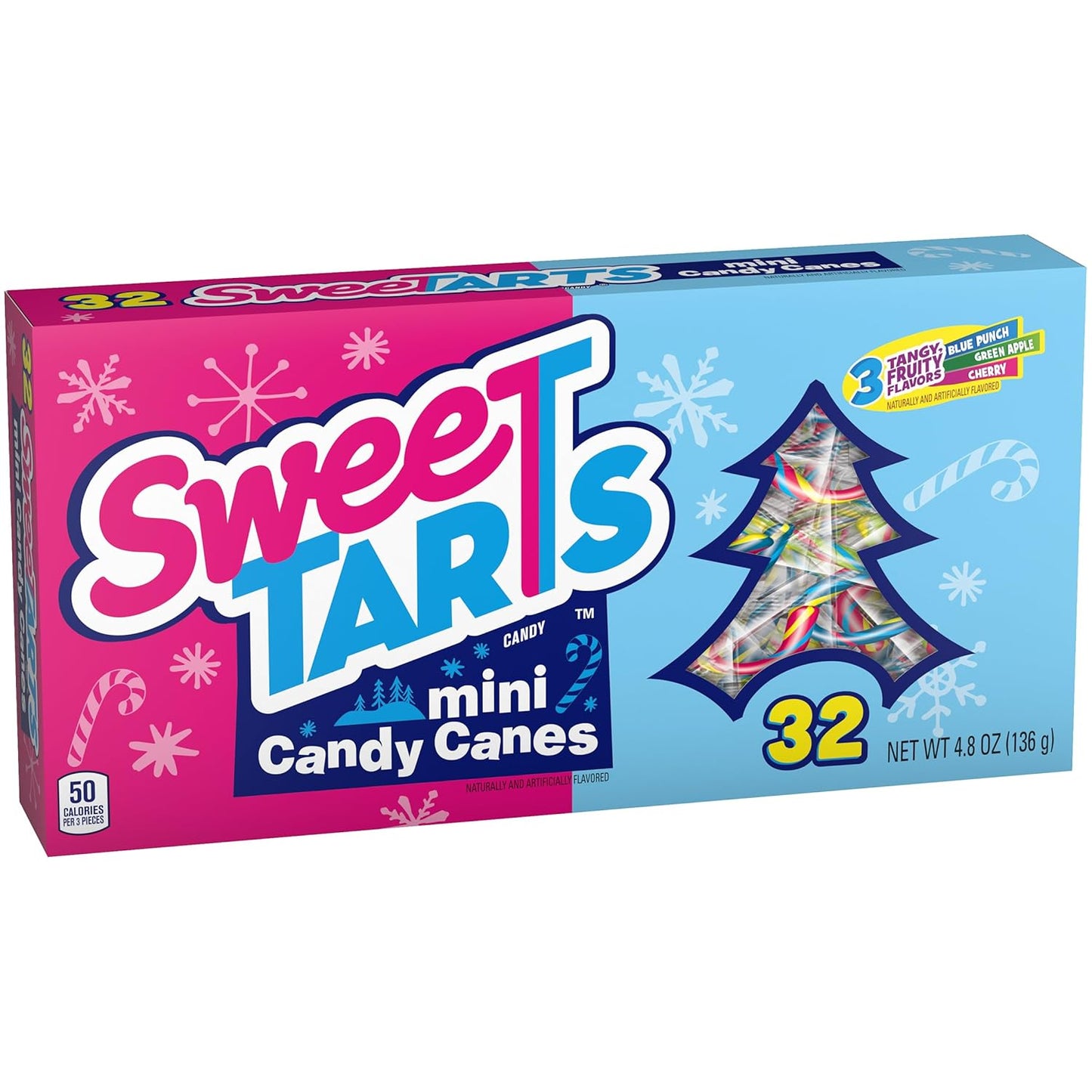 SweeTarts Mini Holiday Candy Canes, Holiday Candy, Christmas Stocking Stuffers for Kids, 4.8 oz Box