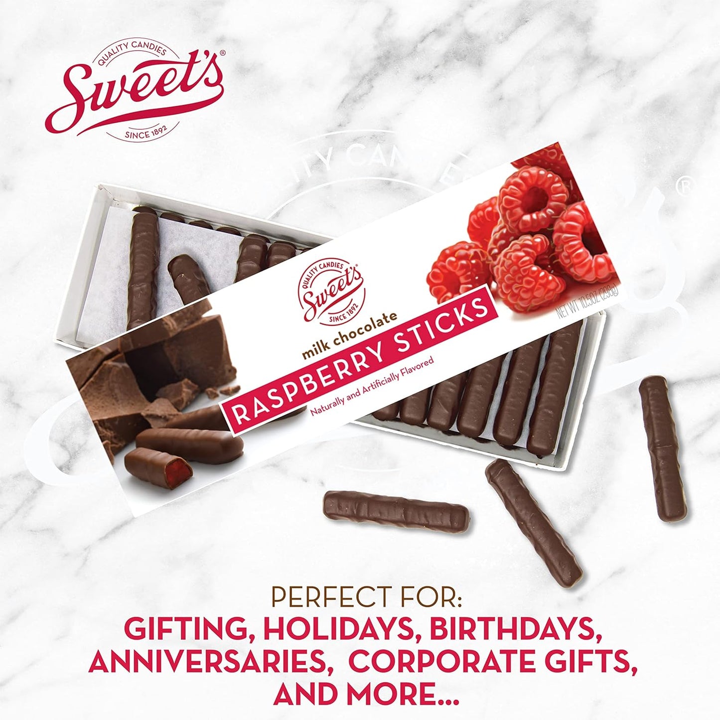 Sweet Candy Company Raspberry Milk Chocolate Sticks 10 Ounce
