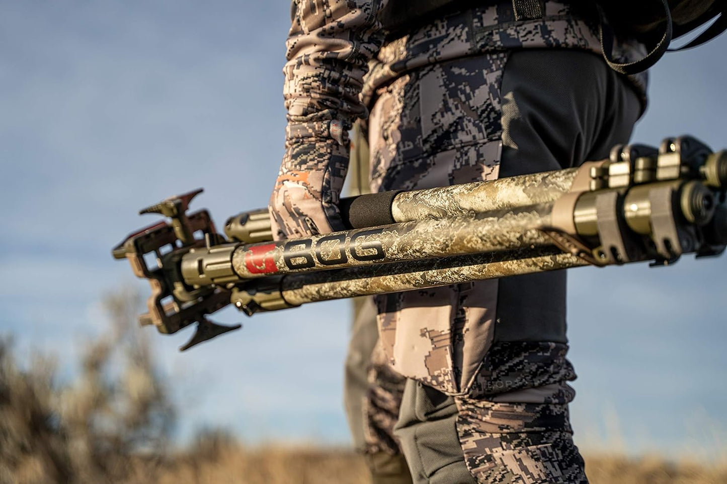 BOG DeathGrip Realtree Excape Camo Tripod with Durable Aluminum Frame, Lightweight, Stable Design, Bubble Level, Adjustable Legs, and Hands-Free Operation for Hunting, Shooting, and Outdoors