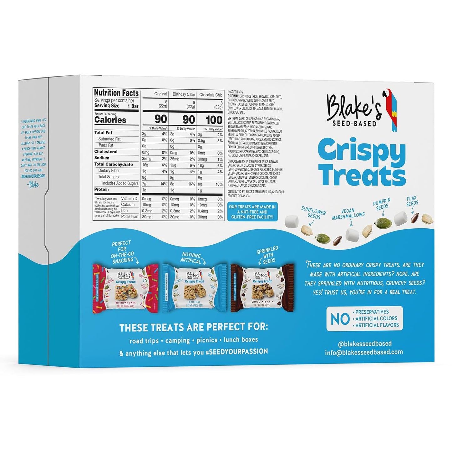 Blake’s Seed Based Crispy Treats – Variety Pack (24 Count), Vegan, Gluten Free, Nut Free & Dairy Free, Healthy Snacks for Kids or Adults, School Safe, Low Calorie Organic Soy Free Snack