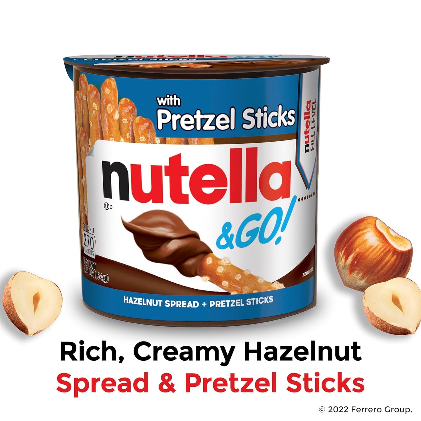 Nutella & GO! Bulk 12 Pack, Hazelnut and Cocoa Spread with Pretzel Sticks, Stocking Stuffers, Snack Cups, 1.9 oz Each