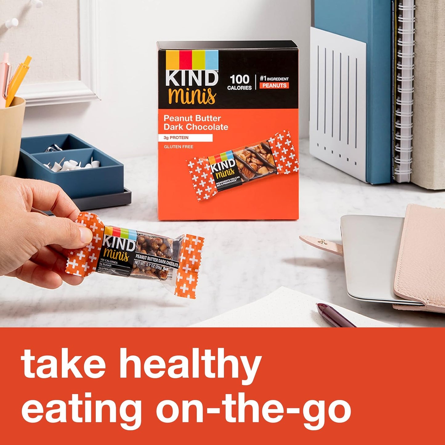 KIND Bar Minis, Variety Pack, Dark Chocolate Nuts and Sea Salt, Peanut Butter, Caramel Almond, Healthy Snacks, 3g Protein, Gluten Free, Low Sugar/Calorie Snacks, 30 Count