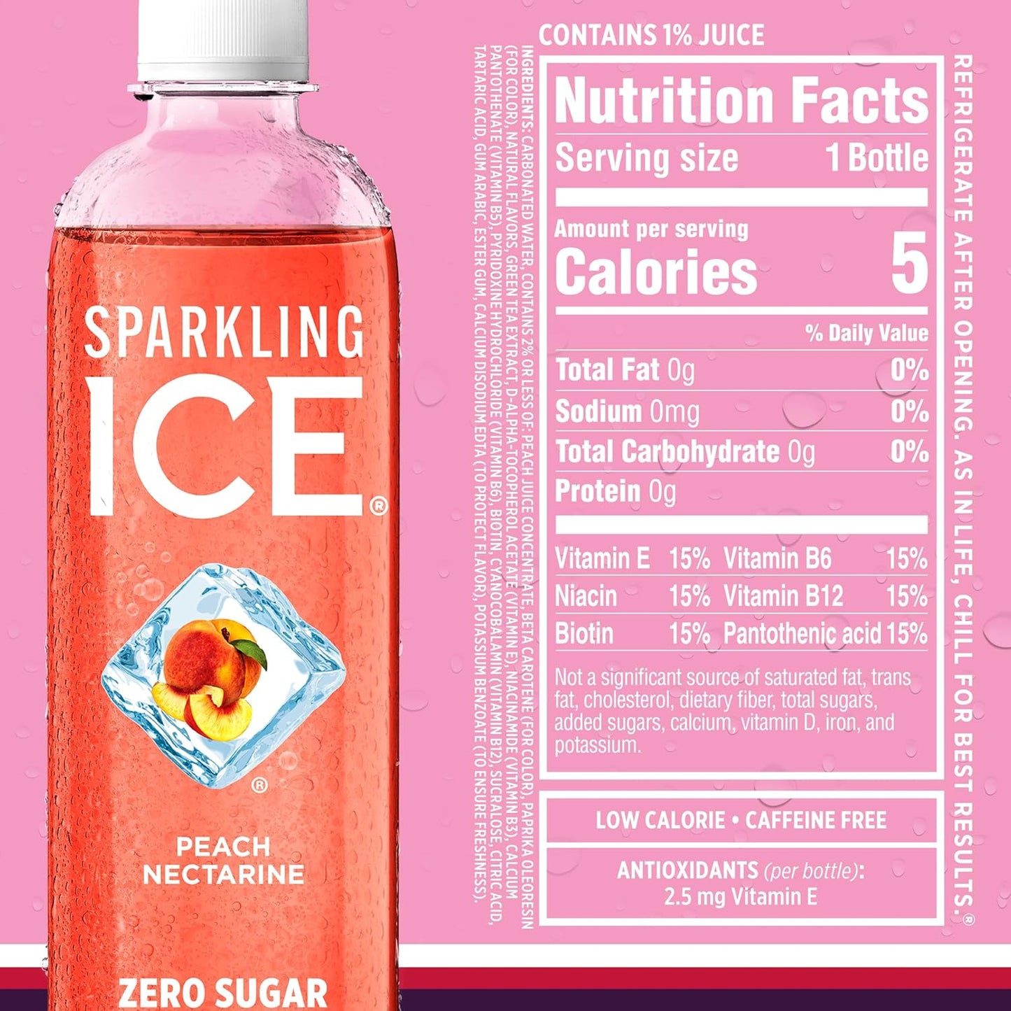 Sparkling Ice Pink Variety Pack, Flavored Sparkling Water, Zero Sugar, and Vitamins and Antioxidants, 17 fl oz, 12 count (Black Cherry, Peach Nectarine, Coconut Pineapple, Fruit Punch)