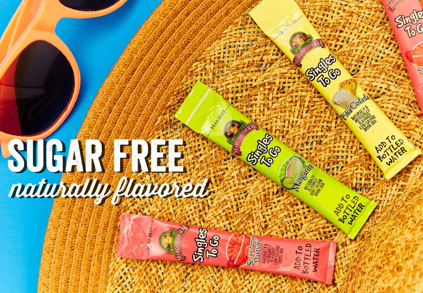 Margaritaville Singles To Go Water Drink Mix - Margarita Flavored, Non-Alcoholic Powder Sticks (3 Boxes with 6 Packets Each - 18 Total Servings)