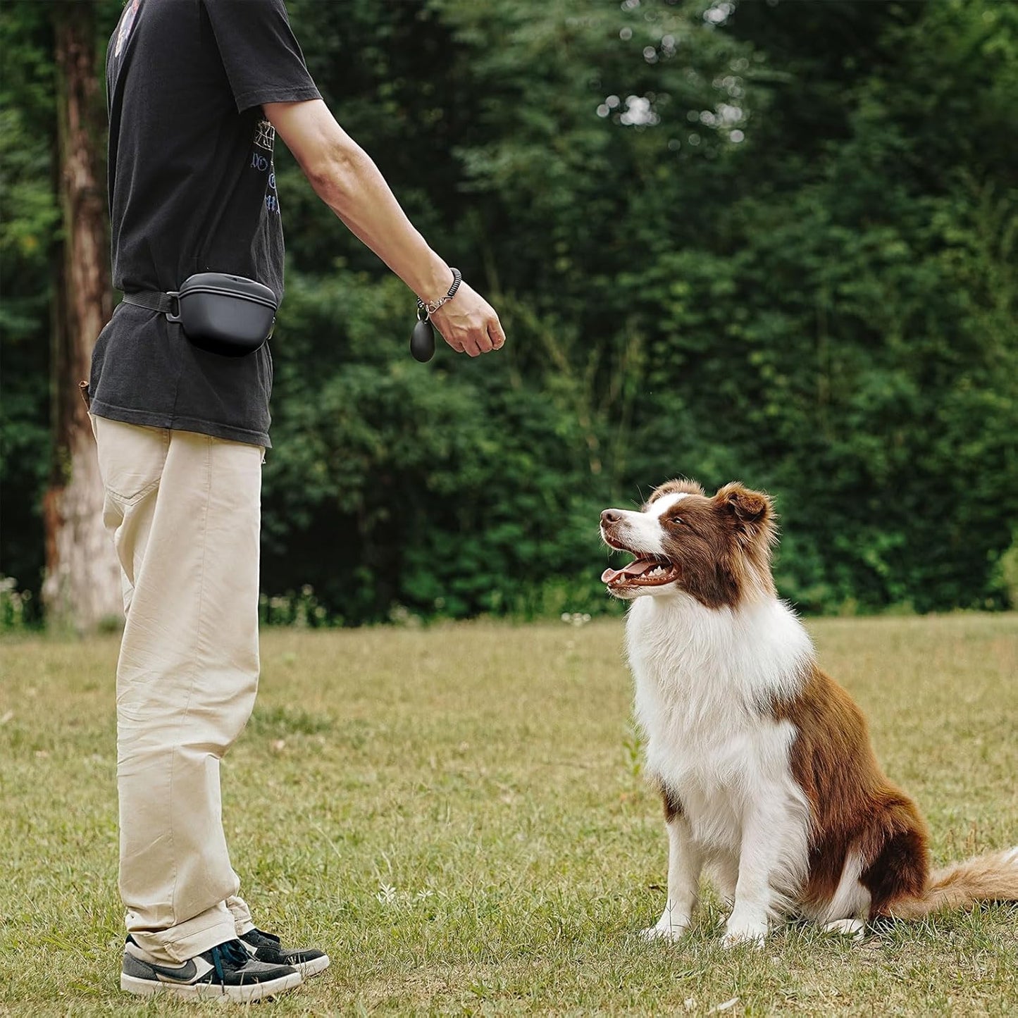 Pet Training Snack Pouch with Clicker 2.0 Upgraded Magnetic Closure, 1.66 Cup Silicone Belt Pouch for Dog Treats,Perfect for Training and Walking