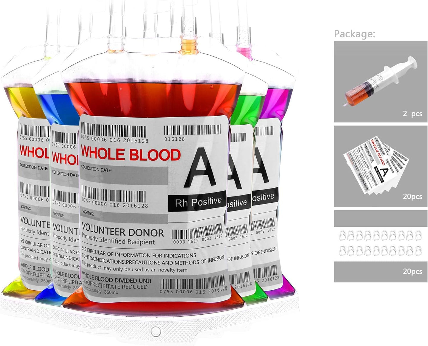 WYNK 20 Pack Halloween Decorations Blood Bag for Drink, 11.5 FL Oz Reusable Cups Containers, Live Blood of Theme Parties, Halloween/Vampire/Hospital Theme Party Favors, Nurse Graduation Party Props