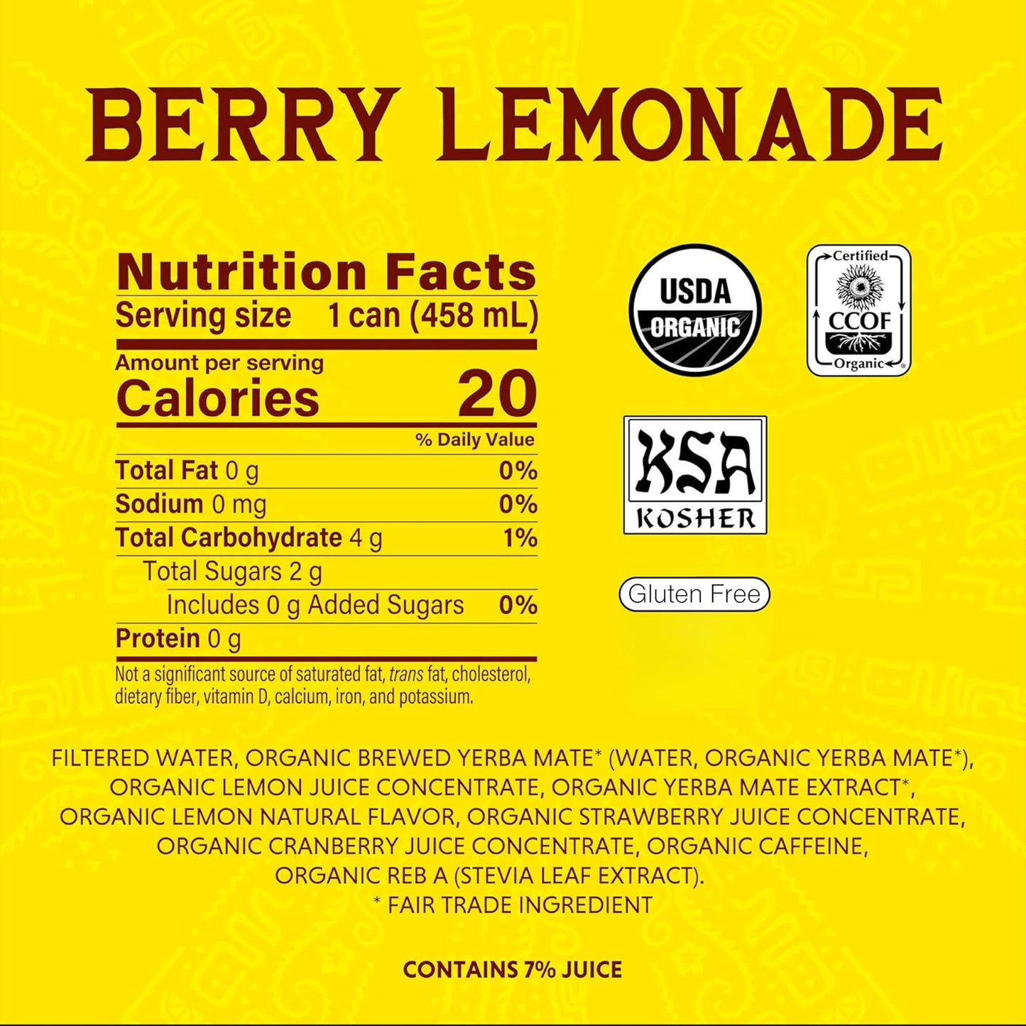 Guayakí Yerba Mate, Energy Drink Alternative, Organic Berry Lemonade Flavor, 15.5 Oz (Pack of 12), Low Sugar, Low Calorie, 150mg Natural Caffeine, Smooth Energy & Focus
