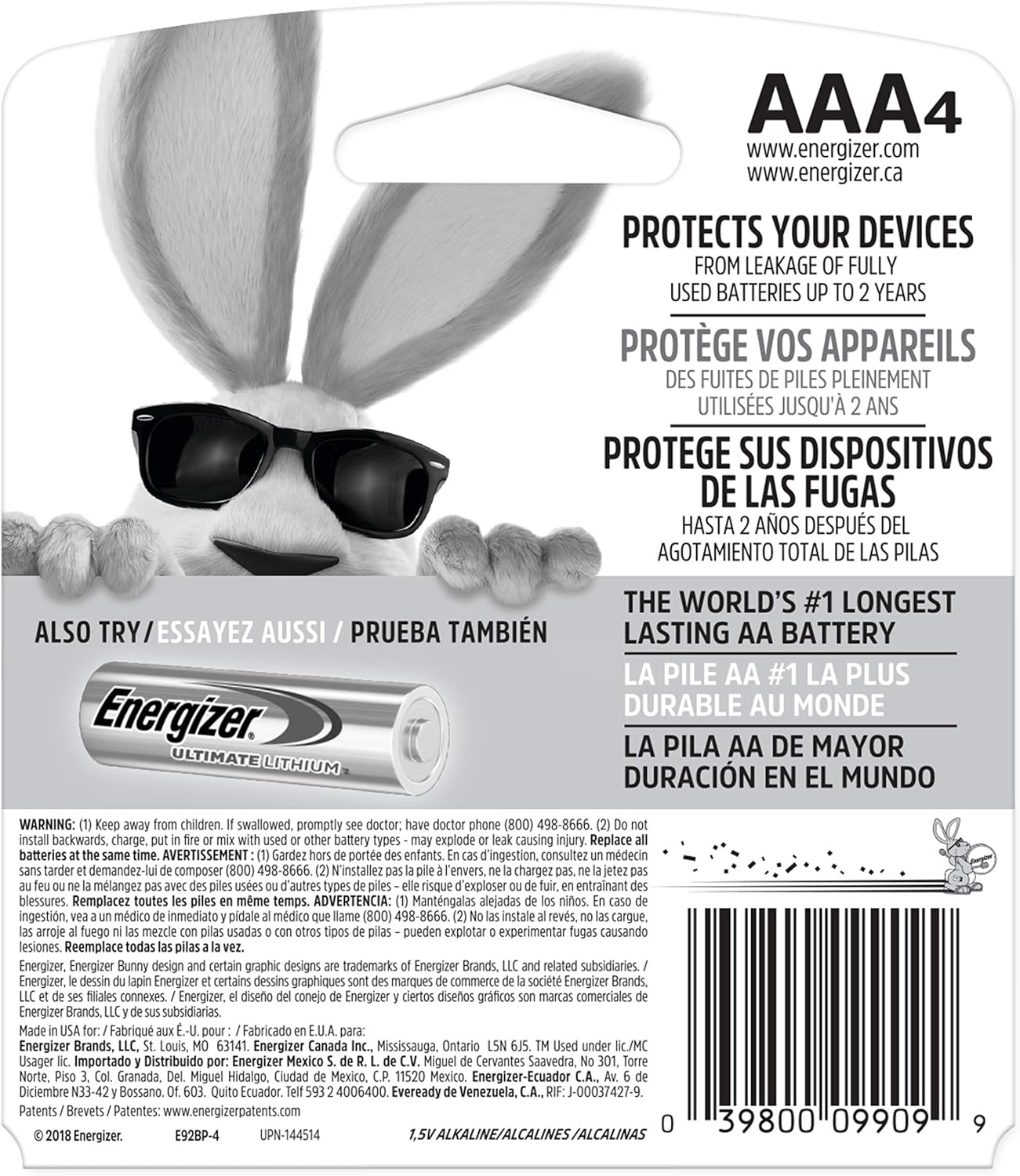 Energizer AAA Batteries, Max Triple A Alkaline, 4 Count