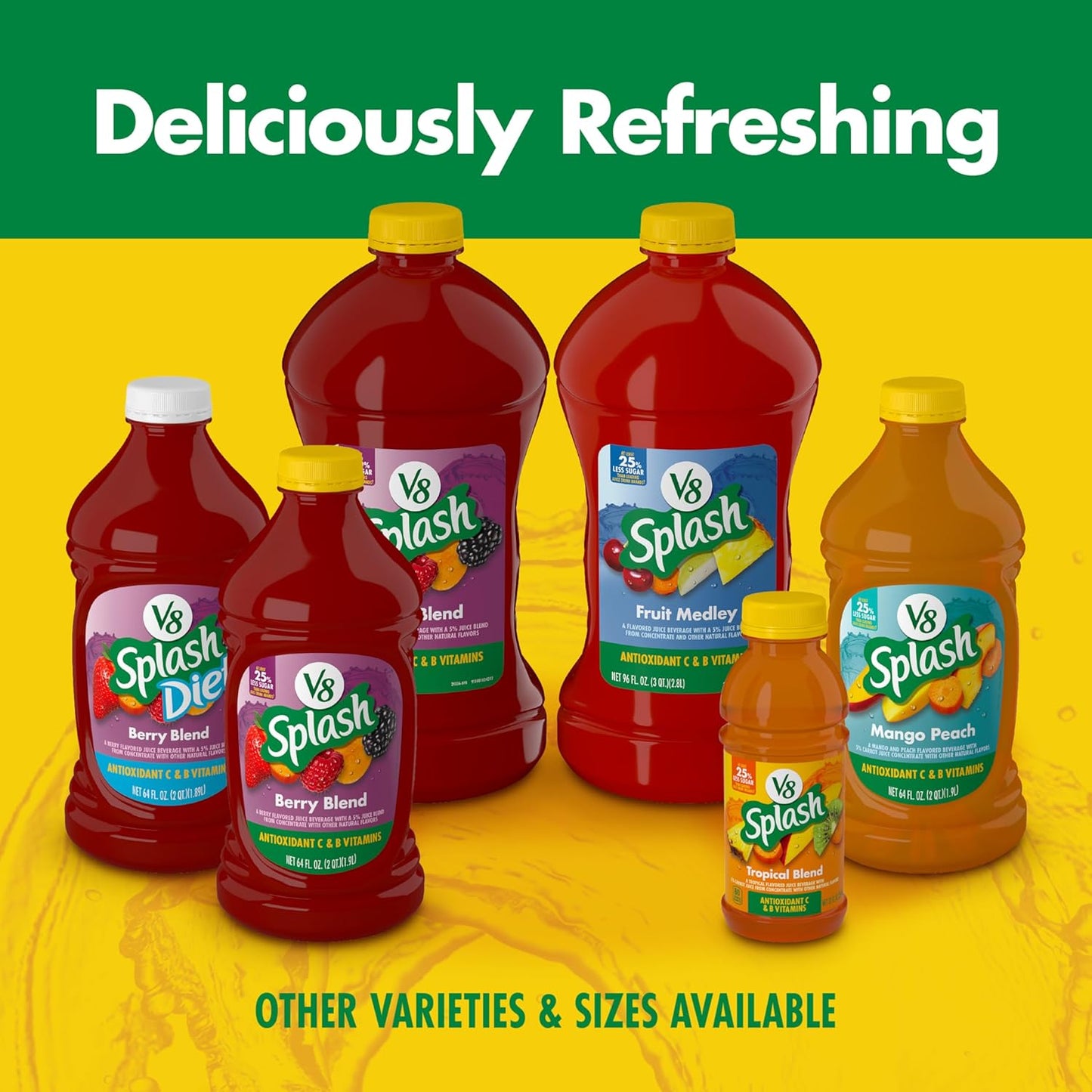 V8 Splash Mango Peach Flavored Juice Beverage, 64 fl oz Bottle