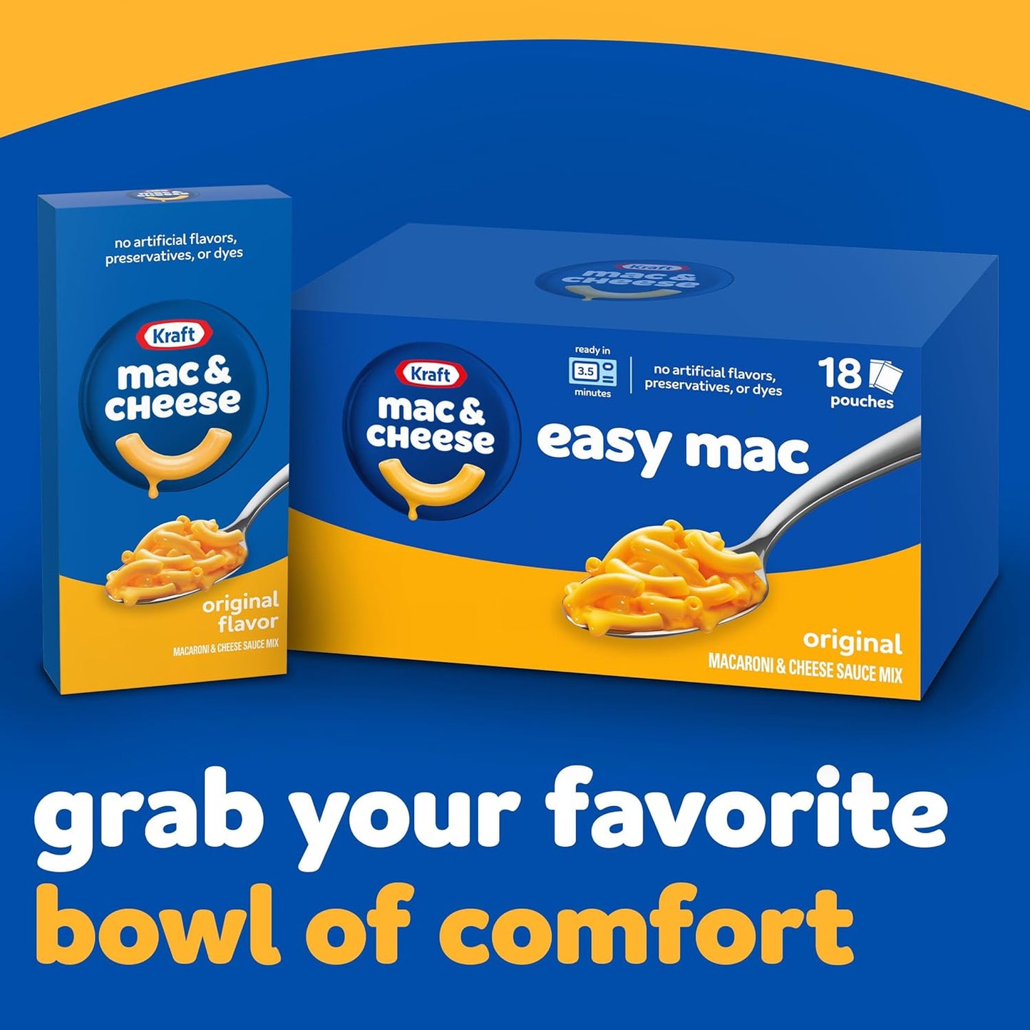 Kraft Easy Mac Original Mac & Cheese Macaroni and Cheese Dinner Microwavable Dinner, 18 ct Packets