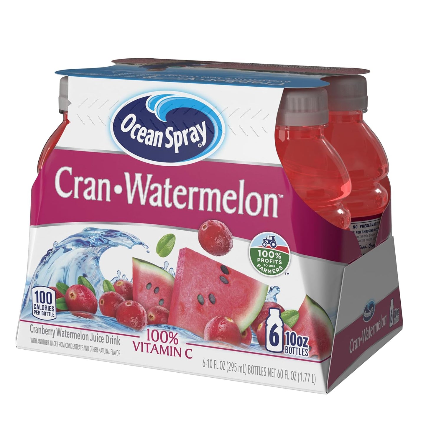Ocean Spray® Cran-Watermelon™ Cranberry Watermelon Juice Drinks, 10 Fl Oz Bottles, 6 Count (Pack of 1)