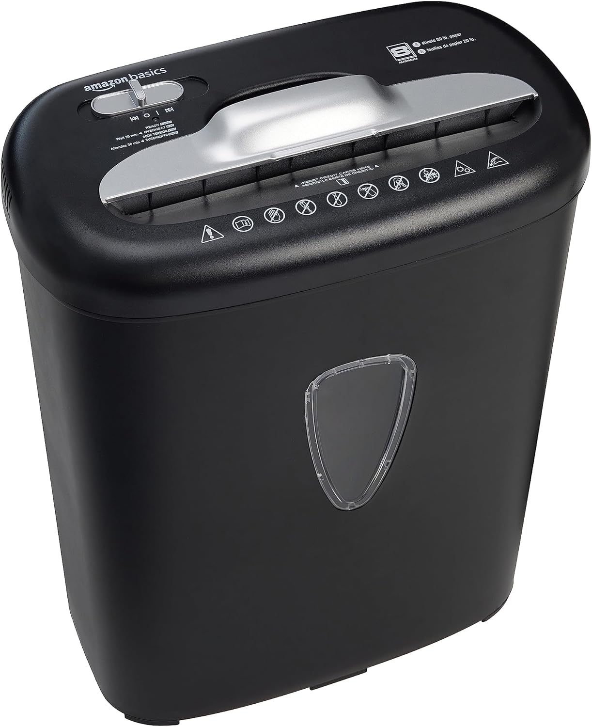 Amazon Basics 8 Sheet Cross Cut Paper and Credit Card Shredder with 4.1 Gallon Bin, Black