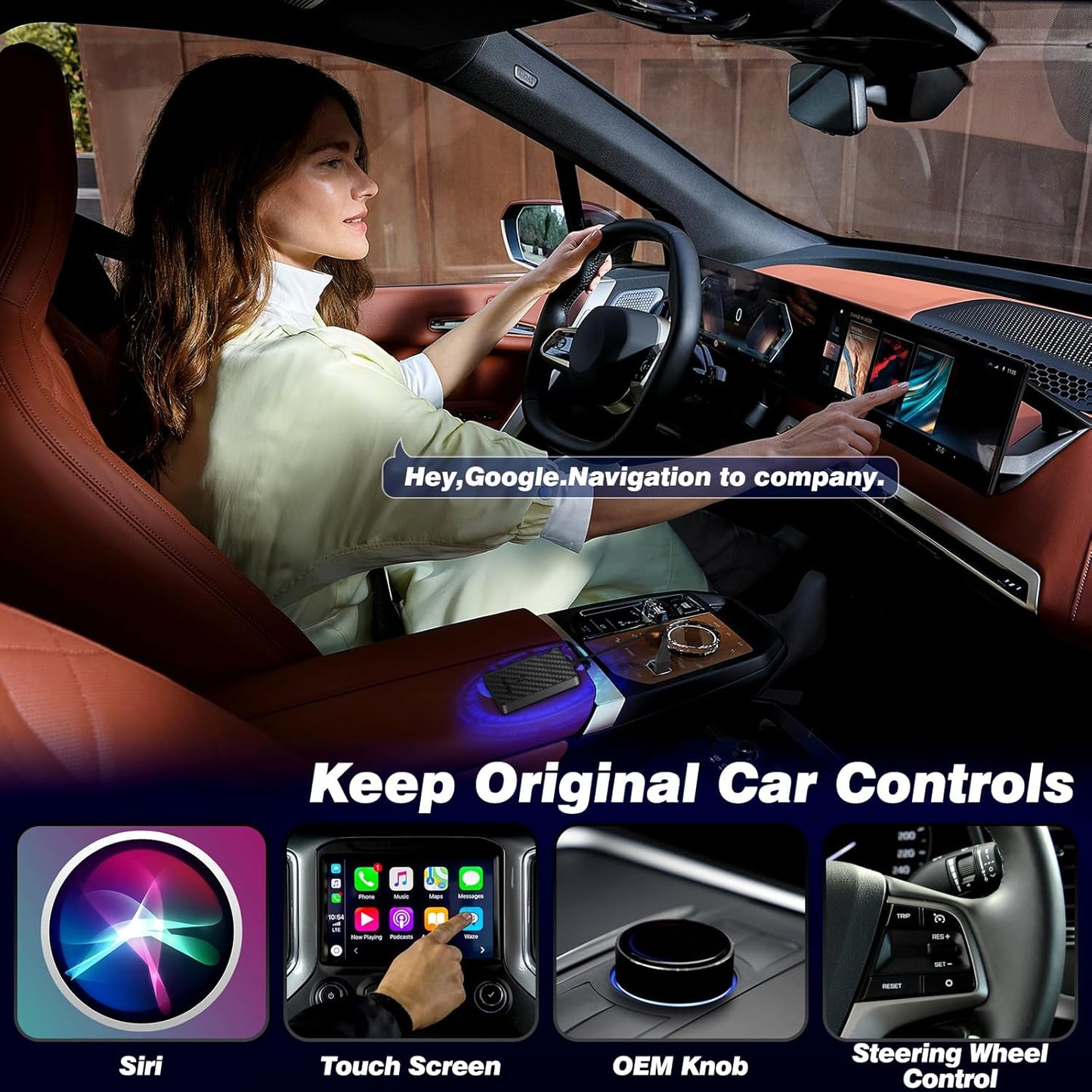 2-in-1 Wireless Carplay Adapter Android Auto Adapter, Convert Wired to Wireless Car Play Adapter Dongle, Plug & Play for Cars, Seamless Control Adapter for iOS 10+/ Android 11+