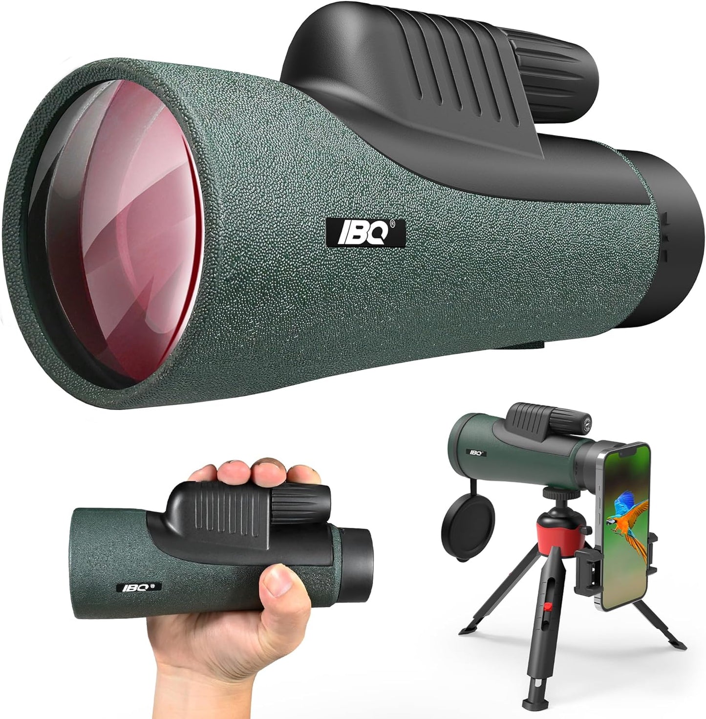 12x55 UHD Monocular for Adult with Tripod Hand Strap Smartphone Adapter, Waterproof Monocular Telescope High Powered with BAK4 Prism & FMC Lens for Camping Travel Hiking Bird Watching Hunting