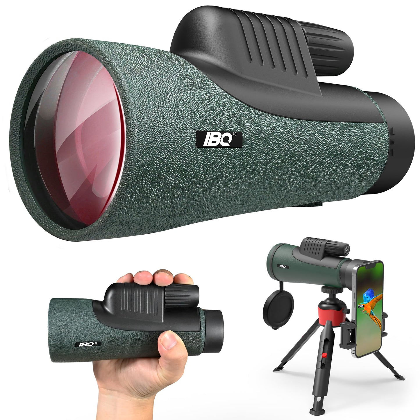 12x55 UHD Monocular for Adult with Tripod Hand Strap Smartphone Adapter, Waterproof Monocular Telescope High Powered with BAK4 Prism & FMC Lens for Camping Travel Hiking Bird Watching Hunting