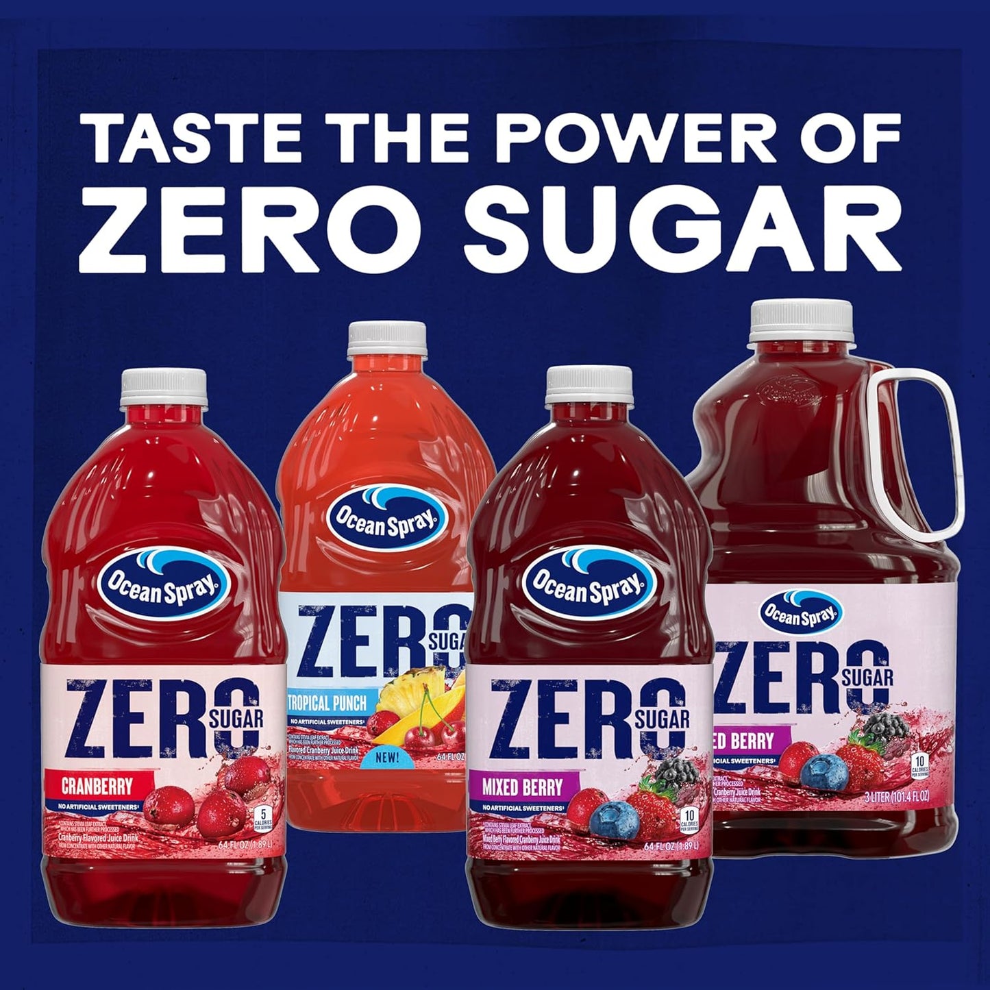 Ocean Spray® ZERO Sugar Mixed Berry Juice Drink, Cranberry Juice Drink Sweetened with Stevia, 64 Fl Oz Bottle