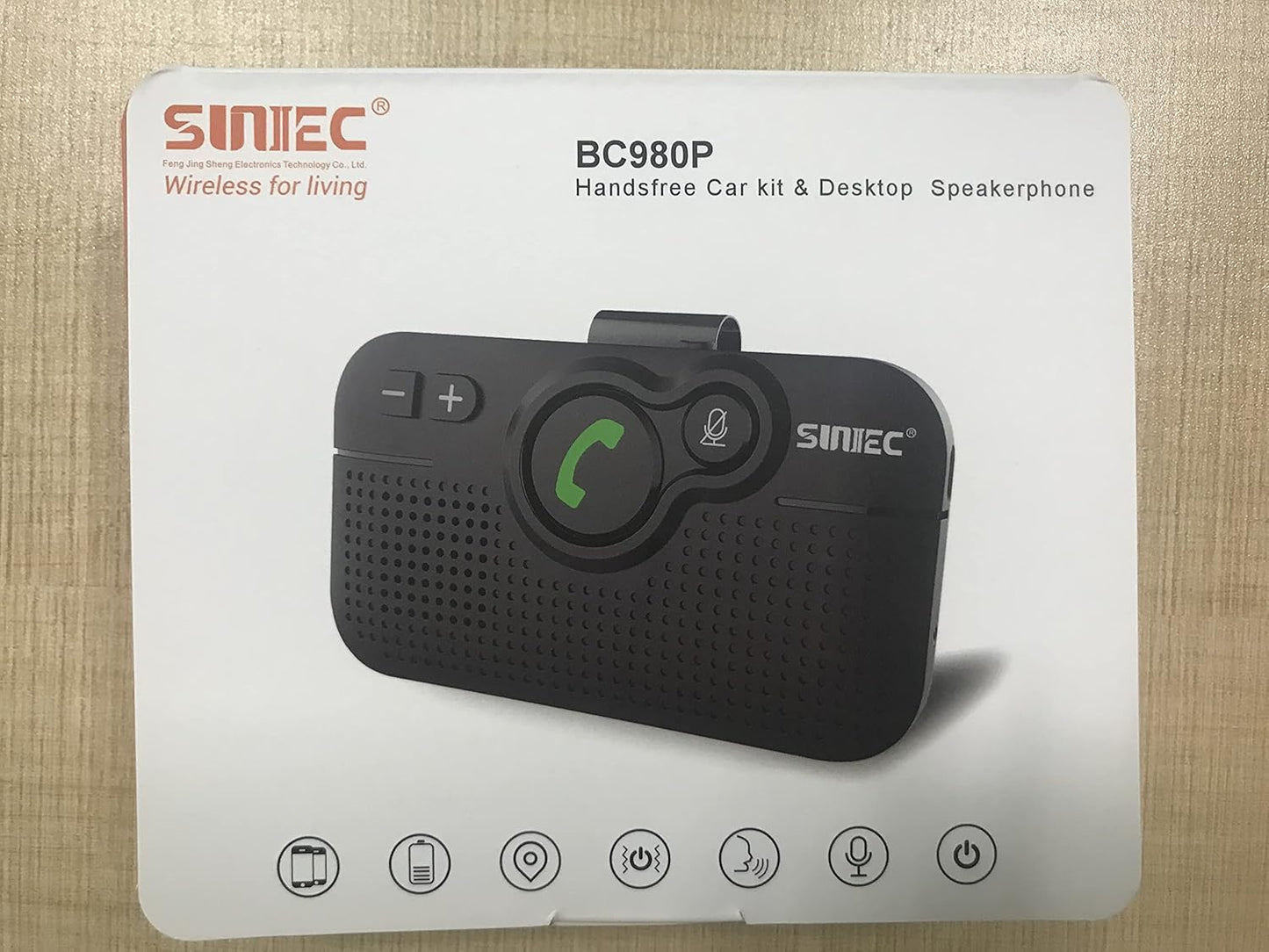 Bluetooth Car Speaker for Cell Phone, Handsfree Bluetooth Car Kit Motion AUTO ON Off Support Siri Voice Assistant Handsfree Speakerphone with Visor Clip - BC980P