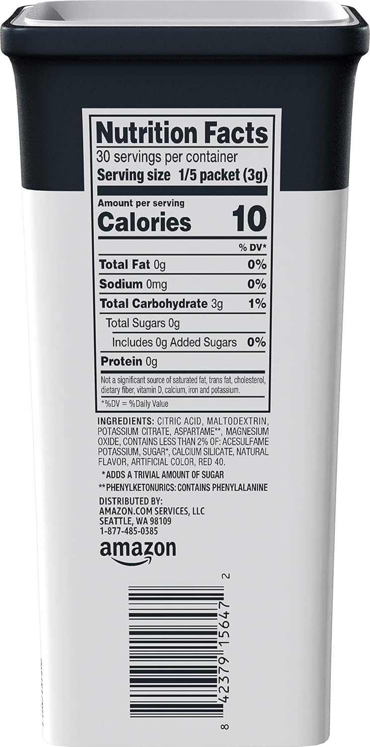 Amazon Brand - Happy Belly Drink Mix Singles, Pink Lemonade, 6- 0.53 oz, net wt 3.2 ounce (Pack of 1)