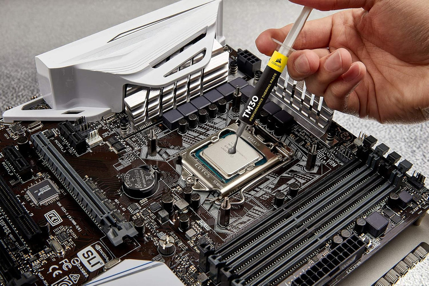 Corsair TM30 Performance Thermal Paste | Ultra-Low Thermal Impedance CPU/GPU | 3 Grams|w/applicator, silver for Desktop