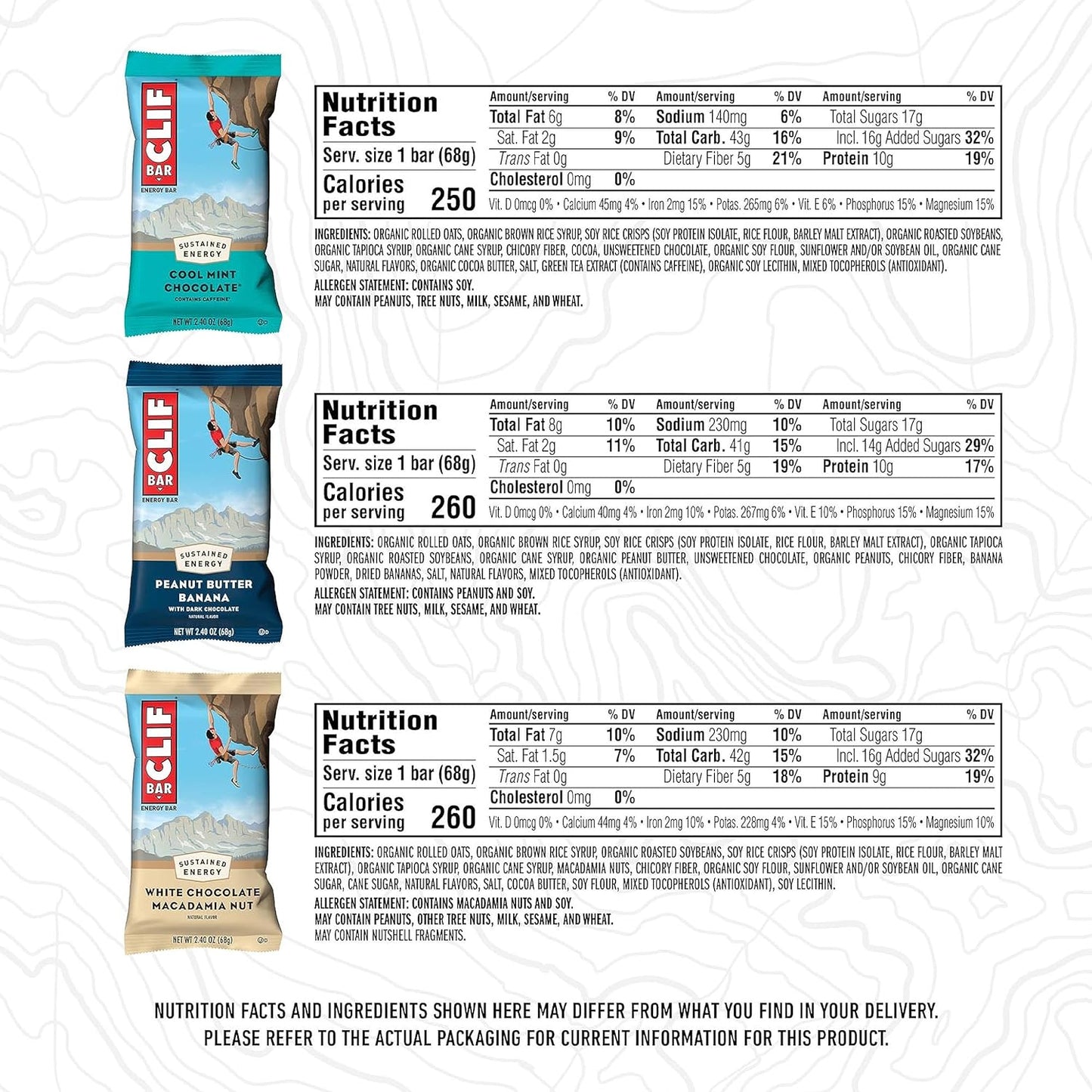 CLIF BAR - Energy Bars - Variety Pack - Made with Organic Oats - 9-11g Protein - Non-GMO - Plant Based - 2.4 oz. (16 Count)
