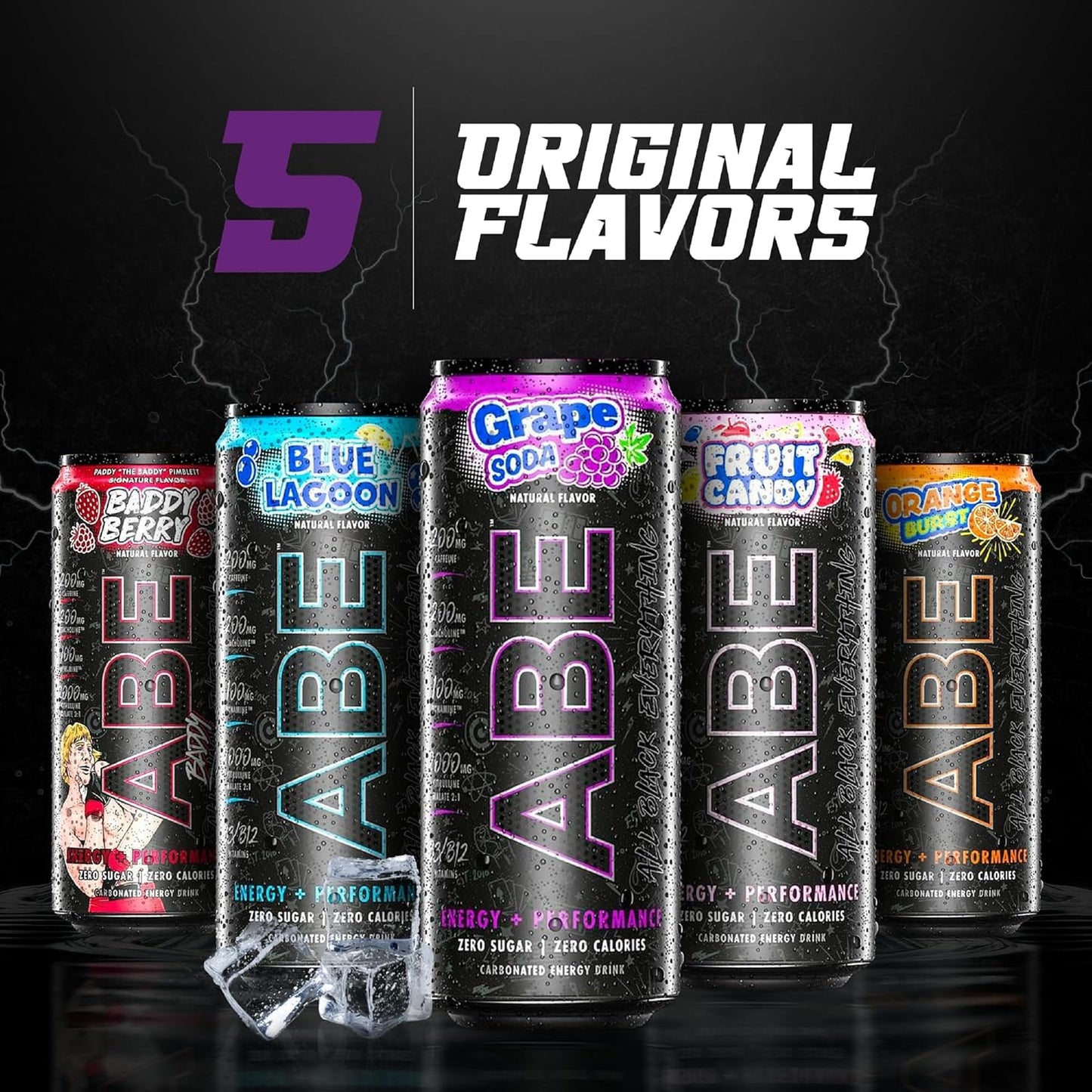 All Black Everything Sugar Free Energy Drink | Grape Soda | 0 Calories | 12 Pack | 200mg Natural Caffeine | Pre-Workout Sport Drink for Men and Women