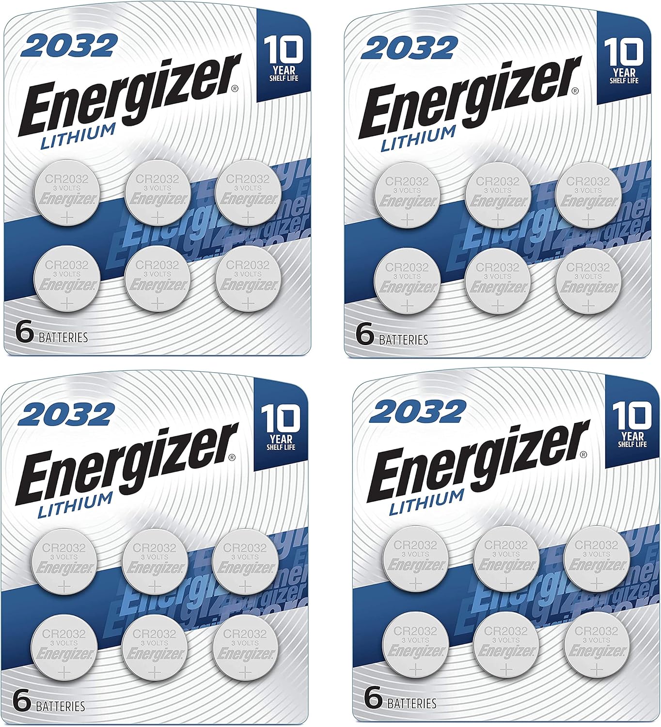 Energizer CR2032 Batteries, 3V Lithium Coin Cell 2032 Watch Battery,White (24 Count)